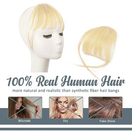 BARSDAR Clip in Fringe Human Hair 100% Real Hair Fringe Extensions Clip in French Bangs Fringe with Temples Clip on Fringe Bangs Real Hair Pieces for women Natural Color Washable/Dye-able 613#-1