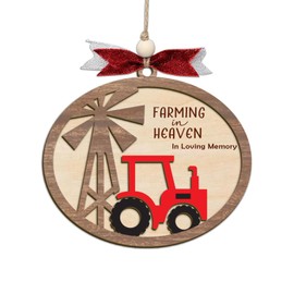 Farming in Heaven Ornaments - Farmer Memorial Christmas Ornaments - Sympathy for Loss of Dad/Grandpa - Wooden Ornament for Christmas, Christmas Tree Ornaments 2024 (C9)