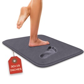 Alfombra de baño de lujo, 1 pieza de espuma viscoelástica, antideslizante y ultra suave, altamente absorbente, fácil de limpiar, color carbón (30 x 20 pulgadas)