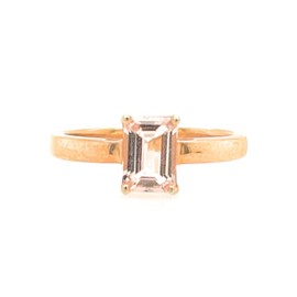 Natural 1ct Peach Morganite 14k Rose Gold Over Sterling Silver Engagement Ring Size 6, 7, 8, 9
