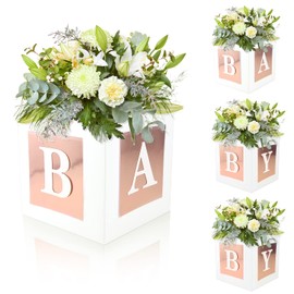 4 Pcs Baby Shower Flower Boxes Centerpieces Decoration Rose Gold Block Floral Holder In Bloom Gender Reveal Birthday Party Decors Table Display Its A Girl Its A Boy