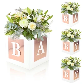 4 Pcs Baby Shower Flower Boxes Centerpieces Decoration Rose Gold Block Floral Holder In Bloom Gender Reveal Birthday Party Decors Table Display Its A Girl Its A Boy