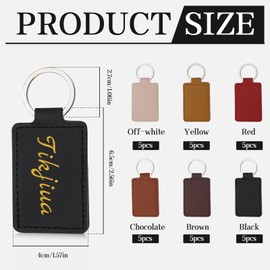 Tikjiua 30 Pcs Leather Key Fob Kit, Rectangular PU Leather Keychain Blanks with Keychain Rings, Laser Engraving Keychain, Stamping DIY Crafts for Leather Working