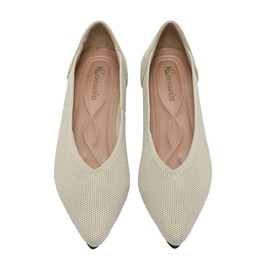 Semwiss Women's Ballet Flats Comfortable Casual Dressy Shoes,Work Flats Office Shoes Pointed Toe Leopard Flats Beige Size 7.5