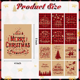 BkeeCten Christmas Newyear Wine Labels - 120pcs Christmas New Year Buffalo Plaid Wine Bottle Label Stickers Black Red Christmas Self-Adhesive Bottle Sticker Merry Christmas Wine Bottle Decor Xmas