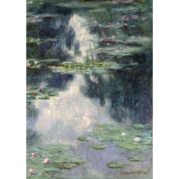 Painting Wallpaper Poster (Removable Self-stick) Claude Monet Waterlilies and Pond In 1907 Pond with Water Lilies, Israel Museum Character Black K – Mon – 014s1 (828 mm × 585 mm) For Architectural Wallpaper + Weather Resistant Paint