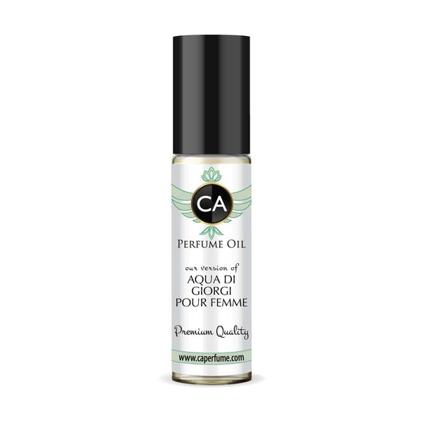 CA Perfume Impression of Aqua Di Giorgi Pour Femme For Women Replica Fragrance Body Oil Dupes Alcohol-Free Essential Aromatherapy Sample Travel Size Concentrated Long Lasting Roll-On 0.3 Fl Oz/10ml