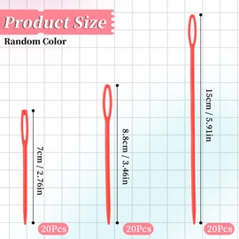 Piriuuo Pack of 60 plastic sewing needles, weaving needles, embroidery needles, sewing needles with large eye, yarn needles, embroidery needles, sewing needles, plastic needles for children, crafts,