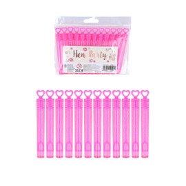 Henbrandt Pack of 12 Hen Night Bubble Wands with Pink Heart Toppers 4ml Bubble Tubes Hen Party Accessories Pink Party Bag Fillers Wedding Favours Team Bride Bubbles for Bridal Shower and Hen Do Favour