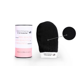 Nine Pandas Moroccan Hammam Exfoliating Kessa Scrub Glove | Body Tan & Dead Skin Remover Mitt | Soft, Smooth & Even Glow Skin (Black, 1)