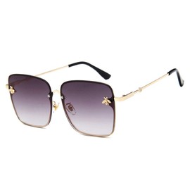 CdyBox Oversized Sunglasses Women Gradient Square Bee Sun Glasses for Lady Fashion Gifts (C1)