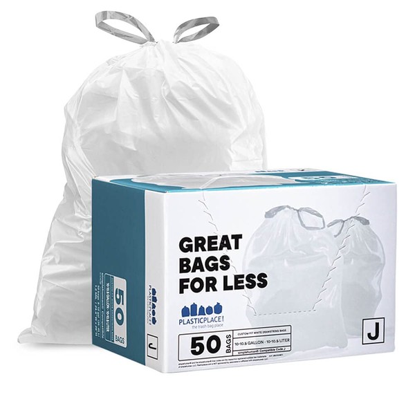 Plasticplace Trash Bags â”‚simplehuman (x) Code J Compatible ”‚White Drawstring