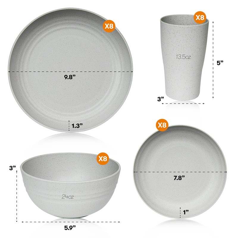 Wheat Straw Dinnerware Sets | Unbreakable Dinnerware Sets | Dishwasher