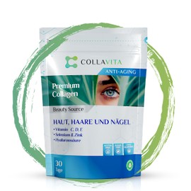 CollaVita Bioaktives Collagen Pulver Hochdosiert mit Hyaluron | 30 Tage Vorrat | Kollagen Pulver | Collagen Peptide mit optimaler Löslichkeit & ohne Zusatzstoffe | Hypoallergen | Beauty Source