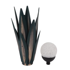 Tequila Art Sculpture with Colorful Light Iron Dark Green 300MAH Metal Agave Art Sculpture for Living Room