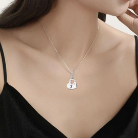 KunBead 18 inch Initial J Letter Pink Heart Alphabet Love Charm Birthday Pendant Necklace for Friend Friendship