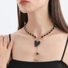GIGB PBDK Black Tassel Pendant Necklace Dainty Y2k Heart Cross