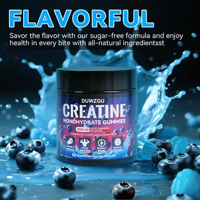 2-PACK Creatine Monohydrate Gummies 5000mg – Boost Strength, Faster Recovery