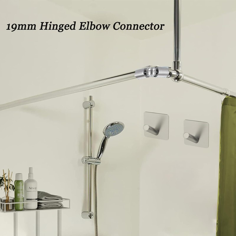 Cokritsm 2 x Corner Connectors for Curtain Rods, Adjustable Curtain