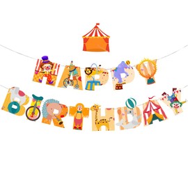 LOTSOF Circus Happy Birthday Banner Circus Theme Birthday Party Decorations for Kids Boys Indoor Outdoor Hanging Wall Décor (Circus Theme)