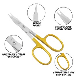 Scissors Nose Ear Hair Grooming,Removal,Clippers, Eyebrow Eyelash Trimming, Men's Beard Mustache Cutting Facial (Gold)
