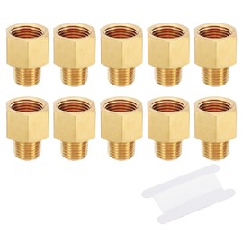 PATIKIL Brass Pipe Fittings Reducer Set, 5Pcs 3/8" NPT Female x 1/4" NPT Male Thread Brass Hex Tubing Adapter Connector Tube Adaptor Converter with PTFE Tape for Water, Air, Gas Line