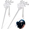 2 Pieces Rhinestone Pearl Flower Hair Stick Vintage Chinese Hair
