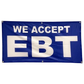 4 Less Co 2x4 Feet WE ACCEPT EBT Banner Sign Polyester Fabric - bb
