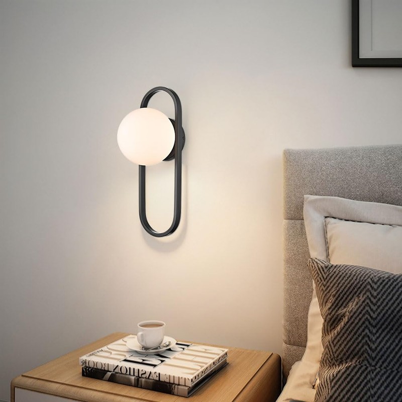 JEENKAE Mid Century Wall Light Matte Black Wall Sconces with