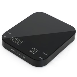 Coffee Scale with Timer, Kitchen, Digital, Rechargeable, Glass Mirror Design, for Pour-Over Barista, 0.3-3000g/0.1g