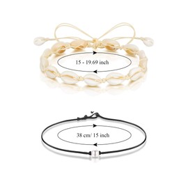 Simple Freshwater Pearl Necklace Handmade Beads Pearl Choker on Black Leather Cord for Girls Women