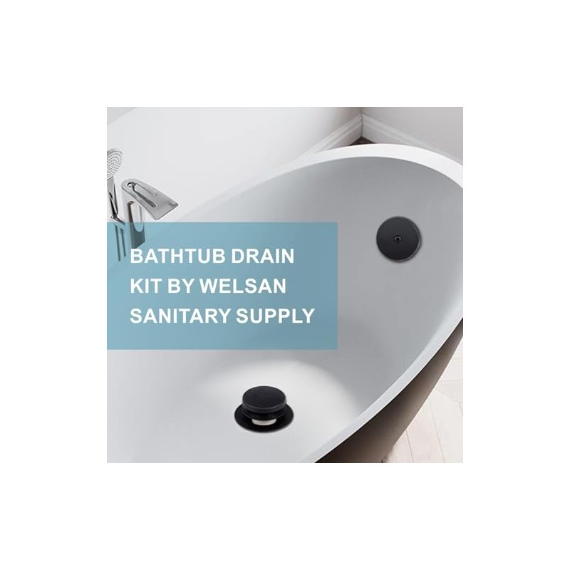 Black Bathtub Drain Tip-Toe Single Hole,Welsan Tub Drain Trim Set