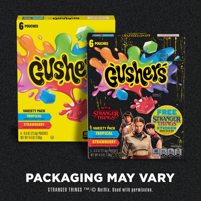 Gushers Fruit Flavored Snacks, Stranger Things Edition, Variety Pack, Tropical