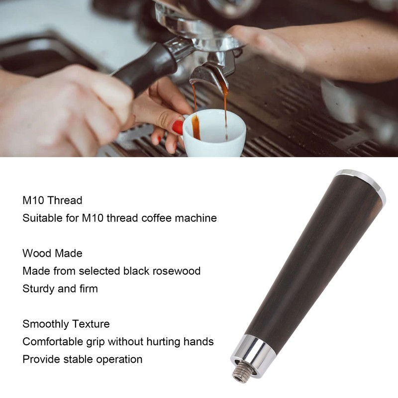 Coffee Portafilter Handle M10 Thread Black Rosewood Ergonomically Smoothly Wooden