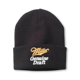 AMERICAN NEEDLE Miller Genuine Draft Beer Cuffed Knit Beanie, Black, One Size Fits Most (21019A-MGD-BLK)