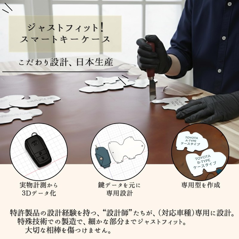NONINA Genuine Leather Key Case Made in Japan for TOYOTA