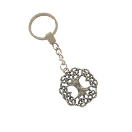 LARGE KEYRING - Viking Tree - Silver Plated. Split Ring. Key Ring. Tree