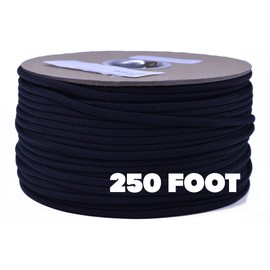 250 Foot Spool of Parachute 550 Cord Type III 7 Strand Paracord - Black