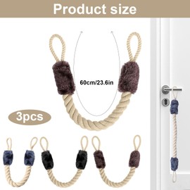 Pack of 3 Door Stopper Latch Clamping Protection for Doors Cord, 60 cm Cotton Door Stopper Door Cord Clamping Protection for Doors, Door Cords Ropes for Pets and Children, Finger Protection (Black