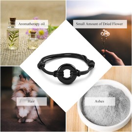 Zysta Stainless Steel Ashes Jewellery Memorial Urn Bracelet Adjustable Leather Bracelet Circle of Eternity of Life Waterproof Bangle + Funnel Filling Kit + Mini Screwdriver, Stainless Steel Leather