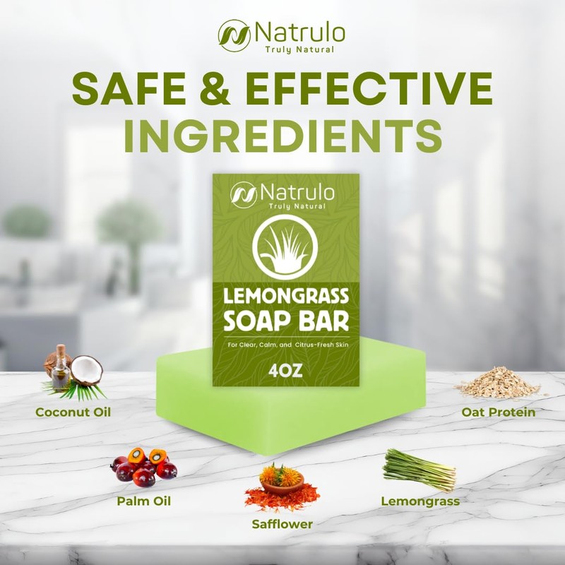 Lemongrass Soap Bar – Handcrafted USA Exfoliating Face & Body
