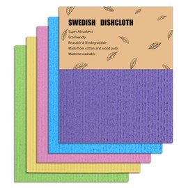 ZHONYEE 5 Pack Dishcloths Reusable Eco Friendly Dishcloths Replaces Paper Towel, Super Absorbent, Long-Lasting Natural Cellulose & Sponge Dish Towels and Dish Rag (Multicolor)