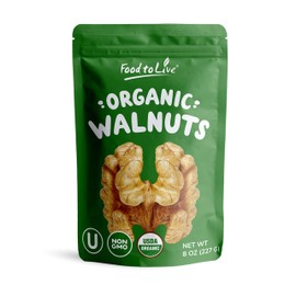 Organic California Walnuts Halves & Pieces, 8 Ounces – Non-GMO, Raw, Unsalted, Shelled, Vegan, Kosher, Sirtfood, Bulk Snack. High in Omega-3 Fatty Acids, Protein. Great for Baking, and as a Topping.