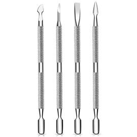 CVNRCLP 4-Piece Cuticle Pusher and Cutter Set - Professional Stainless Steel Nail Care Tools for Manicure and Pedicure, Effective Dead Skin Remover for Fingernails and Toenails.