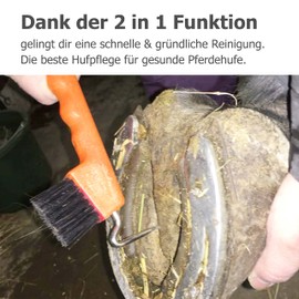 Hoof Pick for Horses Donkey Goat Hoof with Extra Stable Brush and Ergonomic Handle (Neon Orange (2X))