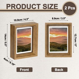 QUARKZMAN 2 Stück Floating Frame, 5 x 4 Zoll Naturholz Bilderrahmen für gepresste Blumen Stehende Wandhängende Bildersammlung, Naturholz