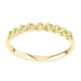 Old English Jewellers 9ct Yellow Gold Heart Eternity Ring size J K L M N O P Q R S (K)
