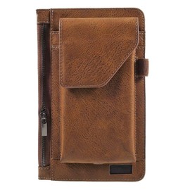 DFV mobile - Gürteletui Vertikal mit Handyhalterung & Innentasche Reißverschluss für ALCATEL ONE Touch Idol DUAL OT-6030D - Braun