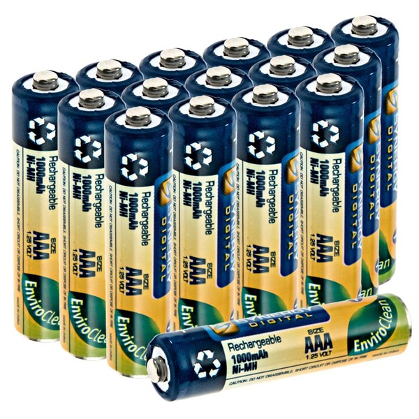 Synergy - Baterías digitales AAA (16 unidades, ultra alta capacidad, triple A, baterías recargables (Ni-MH, 1,25 V, 1000 mAh)