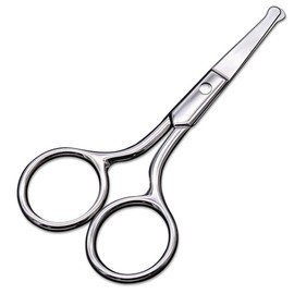 AsonTao Small Round Tip Nose Hair Scissors, Professional Grooming Scissors for Eyebrow, Nose, Ear Trimming, Silver, Stainless Steel